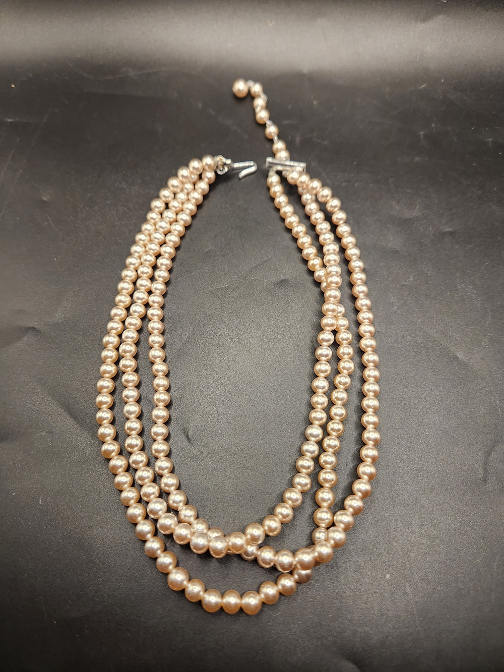 Classic Triple-Strand Champagne Pearl Necklace
